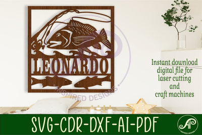 Ocean fishing themed name sign svg laser SVG APInspireddesigns 
