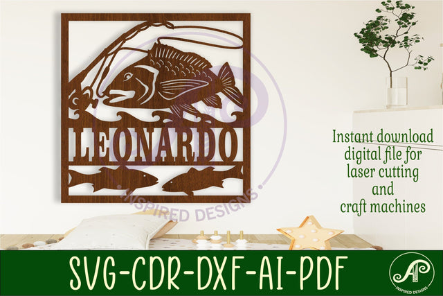 Ocean fishing themed name sign svg laser SVG APInspireddesigns 