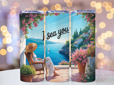 Ocean Hat Summer 20oz Tumbler, Woman in Beach Hat, Summer Beach Wrap, 20oz Skinny Tumbler, Coastal Vibes PNG, Summer Vacation Sublimation, Straw Hat Girl Art, Ocean Scene Graphic Sublimation SvggirlplusArt 