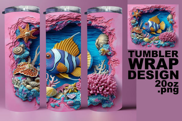 Ocean Horizon 3D Tumbler Wrap - Sublimation Sublimation afrosvg 
