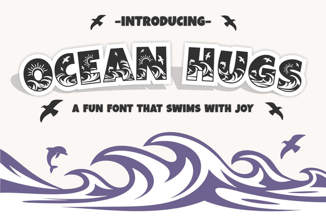 Ocean Hugs – Cute Sea Life Font with Waves & Dolphins Font TonisArtStudio 