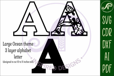 Ocean Large A wall Letter 3 layer sign SVG APInspireddesigns 