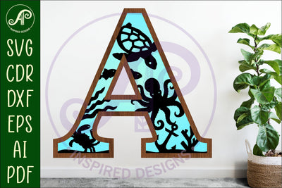 Ocean Large A wall Letter 3 layer sign SVG APInspireddesigns 