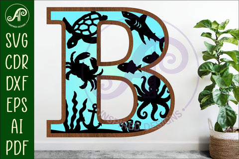 Ocean Large B wall Letter 3 layer sign SVG APInspireddesigns 