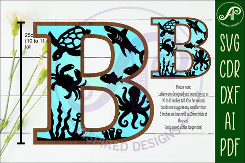 Ocean Large B wall Letter 3 layer sign SVG APInspireddesigns 