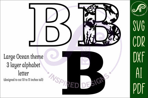 Ocean Large B wall Letter 3 layer sign SVG APInspireddesigns 