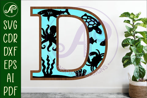 Ocean Large D wall Letter 3 layer sign SVG APInspireddesigns 