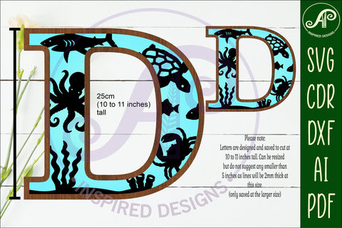 Ocean Large D wall Letter 3 layer sign SVG APInspireddesigns 