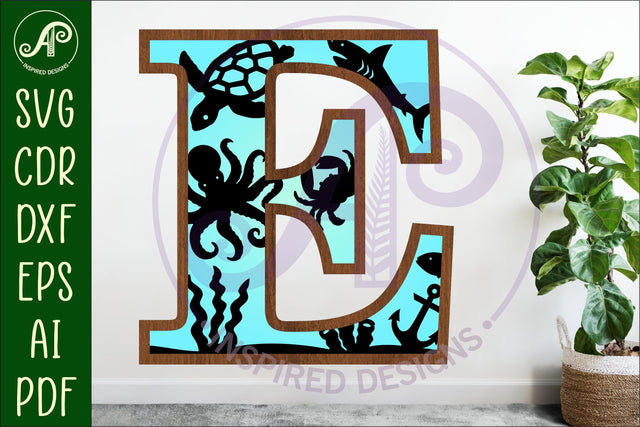 Ocean Large E wall Letter 3 layer sign SVG APInspireddesigns 