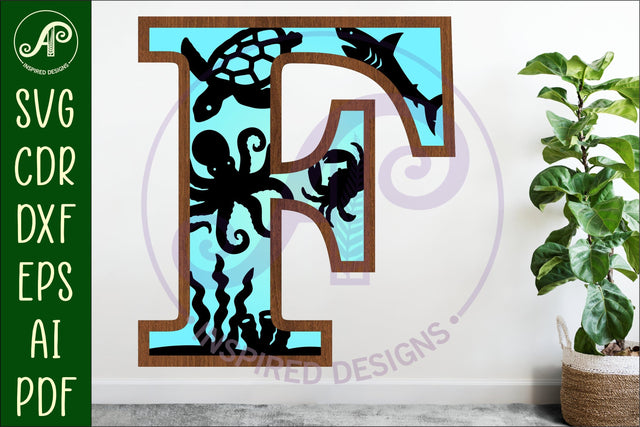 Ocean Large F wall Letter 3 layer sign SVG APInspireddesigns 