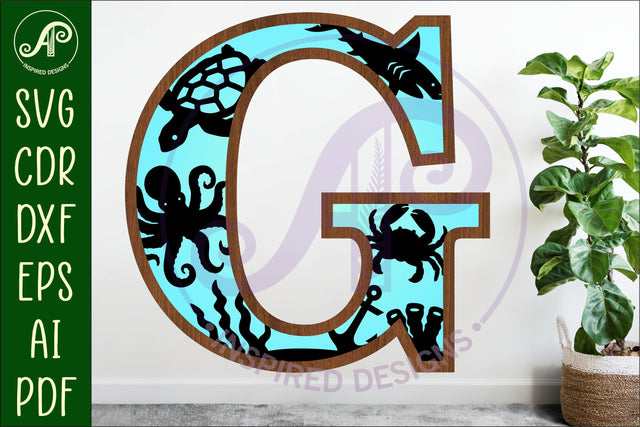 Ocean Large G wall Letter 3 layer sign SVG APInspireddesigns 
