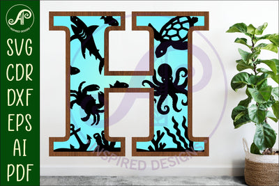 Ocean Large H wall Letter 3 layer sign SVG APInspireddesigns 
