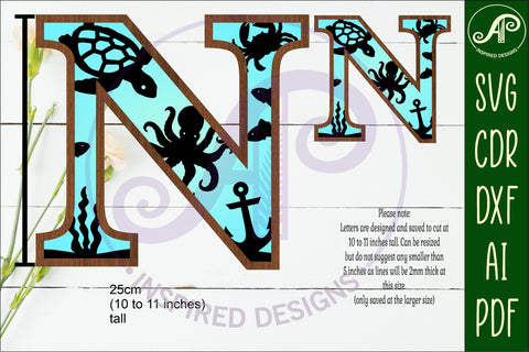 Ocean Large N wall Letter 3 layer sign SVG APInspireddesigns 