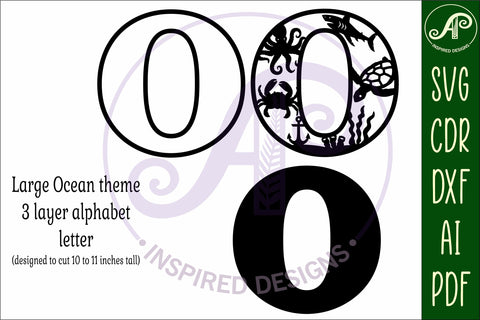 Ocean Large O wall Letter 3 layer sign SVG APInspireddesigns 