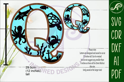 Ocean Large Q wall Letter 3 layer sign SVG APInspireddesigns 