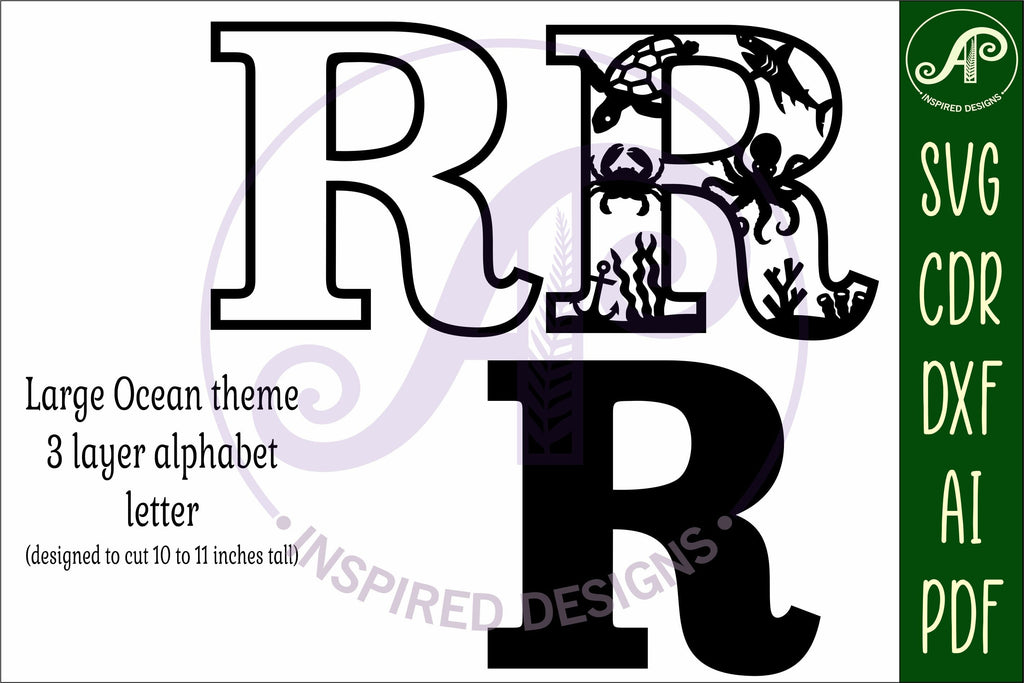 Ocean Large R wall Letter 3 layer sign - So Fontsy