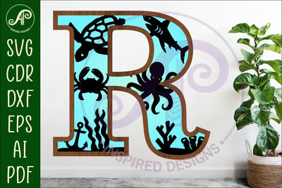 Ocean Large R wall Letter 3 layer sign SVG APInspireddesigns 