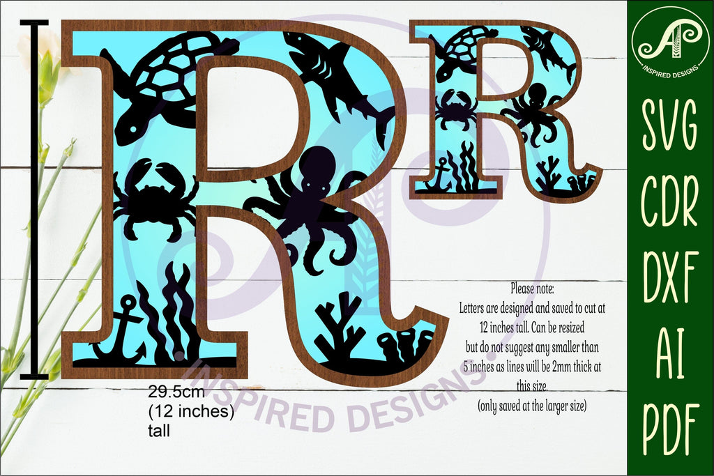 Ocean Large R wall Letter 3 layer sign - So Fontsy