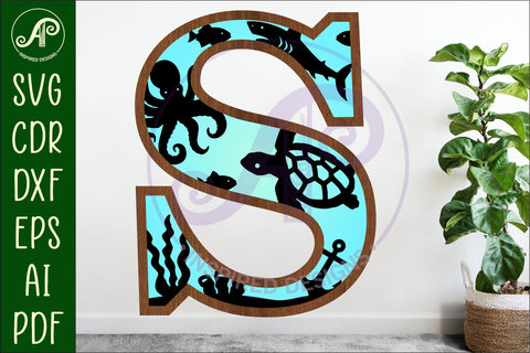 Ocean Large S wall Letter 3 layer sign SVG APInspireddesigns 