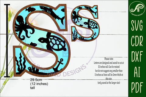 Ocean Large S wall Letter 3 layer sign SVG APInspireddesigns 