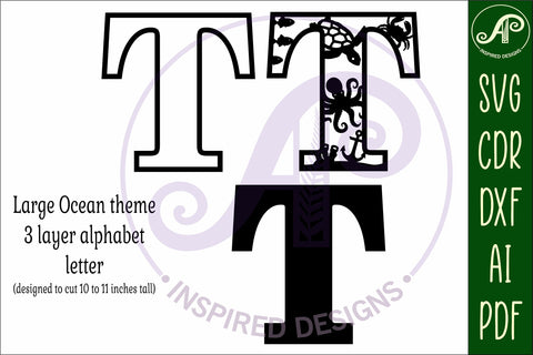 Ocean Large T wall Letter 3 layer sign SVG APInspireddesigns 