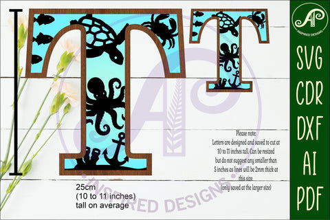 Ocean Large T wall Letter 3 layer sign SVG APInspireddesigns 