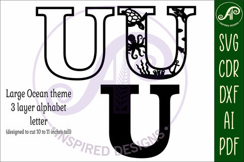 Ocean Large U wall Letter 3 layer sign SVG APInspireddesigns 