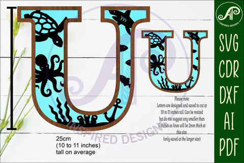 Ocean Large U wall Letter 3 layer sign SVG APInspireddesigns 