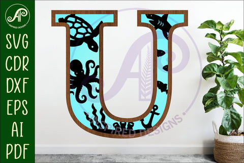 Ocean Large U wall Letter 3 layer sign SVG APInspireddesigns 