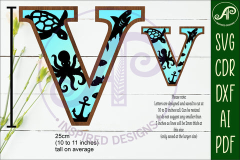 Ocean Large V wall Letter 3 layer sign SVG APInspireddesigns 