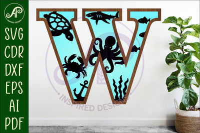 Ocean Large W wall Letter 3 layer sign SVG APInspireddesigns 