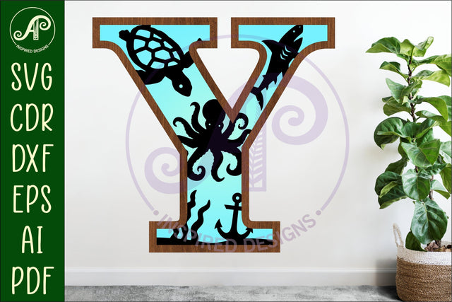 Ocean Large Y wall Letter 3 layer sign SVG APInspireddesigns 