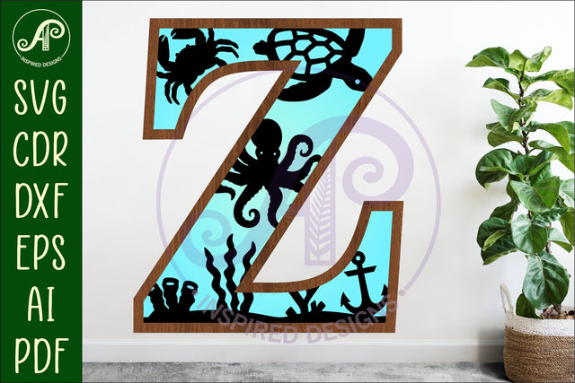 Ocean Large Z wall Letter 3 layer sign SVG APInspireddesigns 