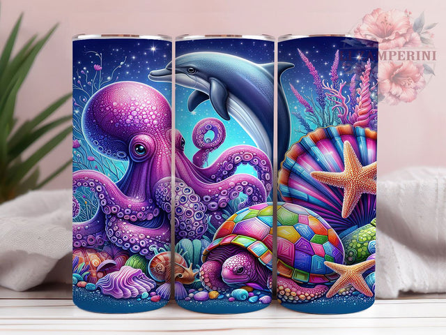 Ocean Life Marine Sea Tumbler, 20oz Tumbler Wrap, Marine Life Tumbler, Sea Life Tumbler, Beach Tumbler Design, Ocean Theme Tumbler, Coastal Tumbler Sublimation Li Zamperini 