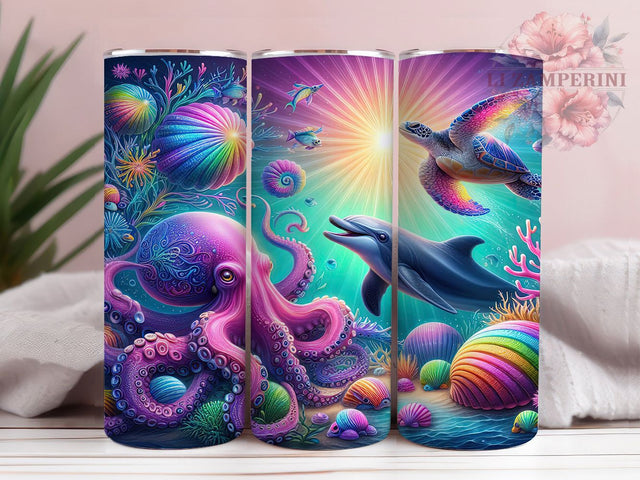 Ocean Life Marine Sea Tumbler, 20oz Tumbler Wrap, Marine Life Tumbler, Sea Life Tumbler, Beach Tumbler Design, Ocean Theme Tumbler, Coastal Tumbler Sublimation Li Zamperini 