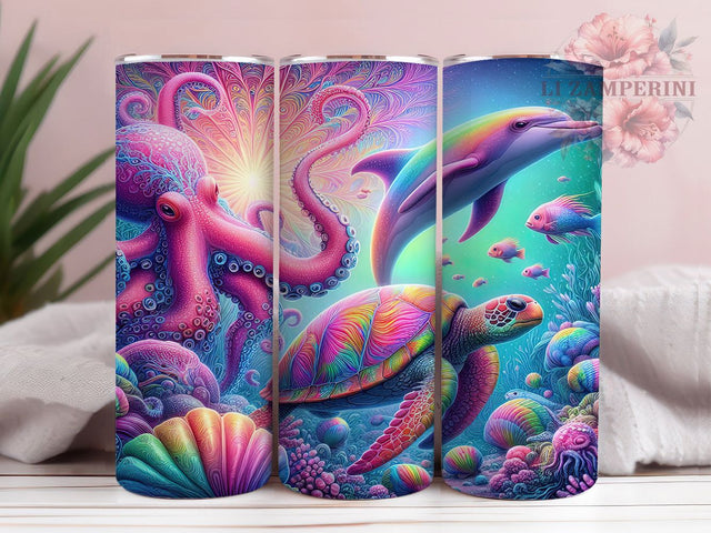 Ocean Life Marine Sea Tumbler, 20oz Tumbler Wrap, Marine Life Tumbler, Sea Life Tumbler, Beach Tumbler Design, Ocean Theme Tumbler, Coastal Tumbler Sublimation Li Zamperini 