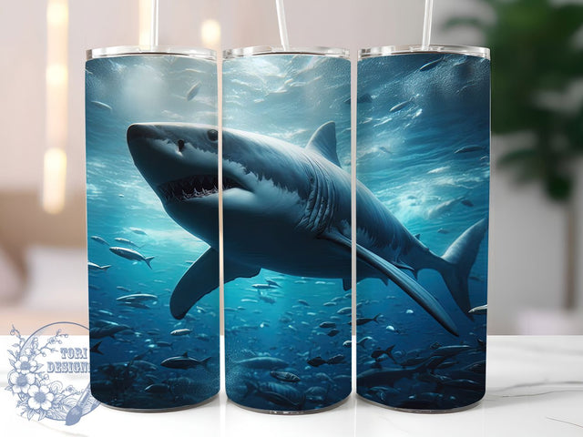 Ocean Life Shark Lover Tumbler Wrap, Marine Animal Art, Shark Lover Gift, Sea Creature Design, Beach Theme Tumbler, Nautical Animal Art, Ocean Theme Gift Sublimation ToriDesigns 