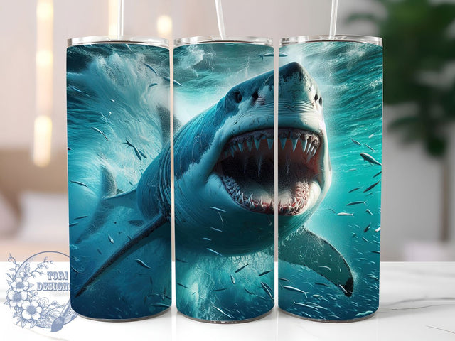 Ocean Life Shark Lover Tumbler Wrap, Marine Animal Art, Shark Lover Gift, Sea Creature Design, Beach Theme Tumbler, Nautical Animal Art, Ocean Theme Gift Sublimation ToriDesigns 