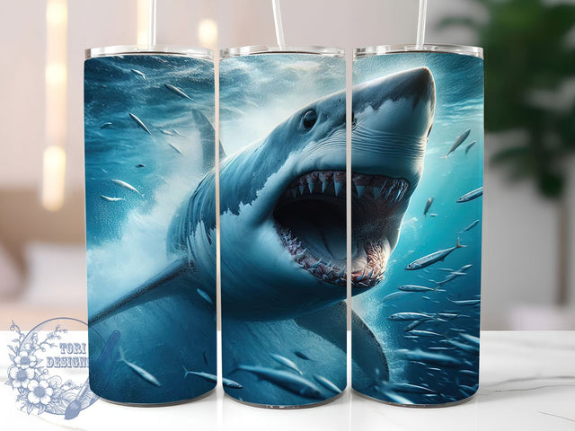 Ocean Life Shark Lover Tumbler Wrap, Marine Animal Art, Shark Lover Gift, Sea Creature Design, Beach Theme Tumbler, Nautical Animal Art, Ocean Theme Gift Sublimation ToriDesigns 