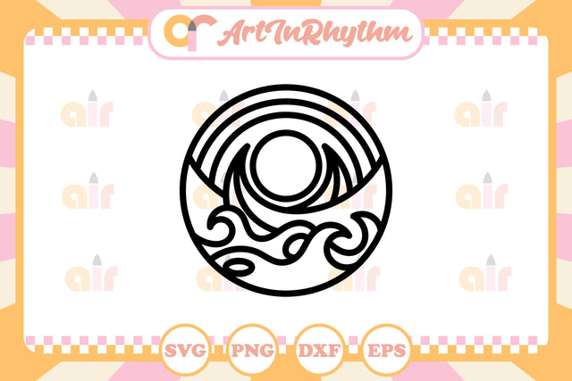 Ocean Line Art Logo SVG Artinrhythm shop 