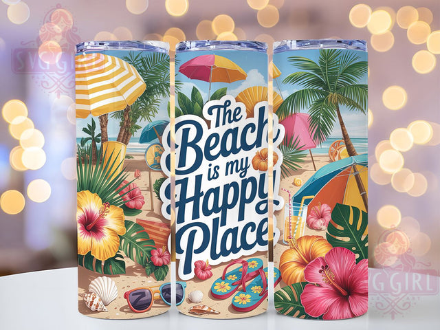 Ocean Lover Beach Quote Tumbler Wrap, Coastal Quote Design, Ocean Happy Place, Beach Life Tumbler, Seaside Quote Gift, Beach Therapy Design, Coastal Living Gift Sublimation SvggirlplusArt 