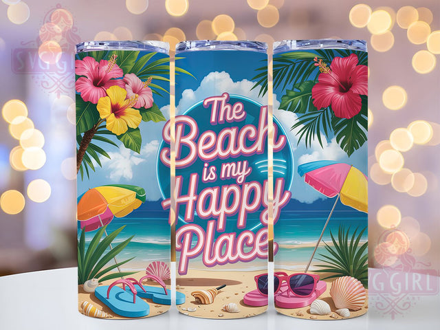 Ocean Lover Beach Quote Tumbler Wrap, Coastal Quote Design, Ocean Happy Place, Beach Life Tumbler, Seaside Quote Gift, Beach Therapy Design, Coastal Living Gift Sublimation SvggirlplusArt 