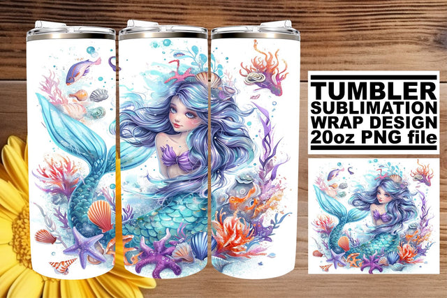 Ocean Mermaid Tumbler Wrap Sublimation Sublimation afrosvg 