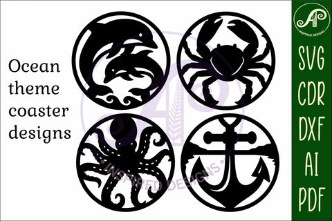 Ocean, nautical Coasters, laser cut out beach designs 1 SVG APInspireddesigns 