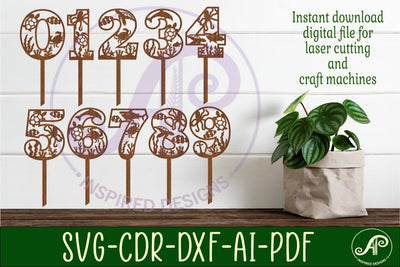 Ocean number cake toppers SVG cut files underwater party SVG APInspireddesigns 