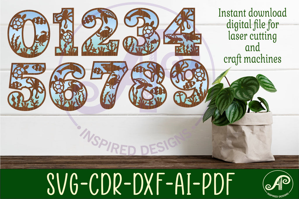 Ocean number two layer wall sign SVG cut files underwater - So Fontsy