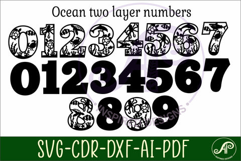 Ocean number two layer wall sign SVG cut files underwater SVG APInspireddesigns 