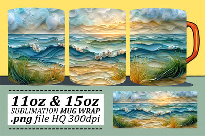 Ocean Oasis Mug Wrap Sublimation 11oz 15oz Sublimation afrosvg 