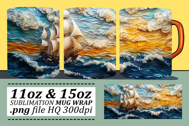 Ocean Odyssey Mug Sublimation Design Sublimation afrosvg 
