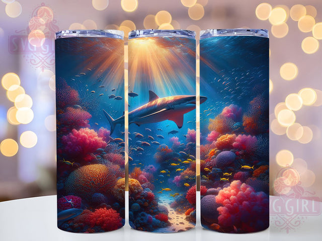 Ocean Predator Nautical Tumbler Wrap, Deep Sea Design, Ocean Predator Cup, Underwater Pattern Art, Beach Theme Gift, Sea Creature Wrap, Nautical Sublimation Sublimation SvggirlplusArt 